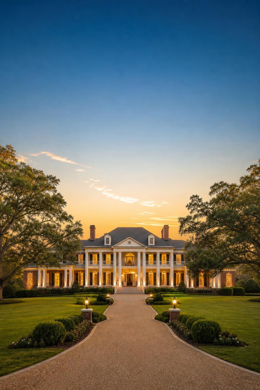 Luxury estate at golden hour